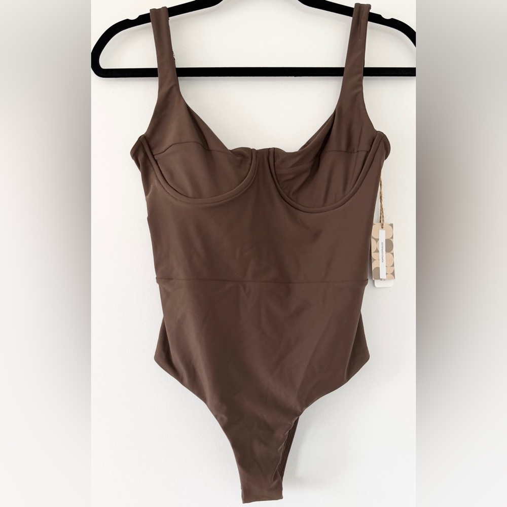 Classic Brown One-Piece Swimsuit
